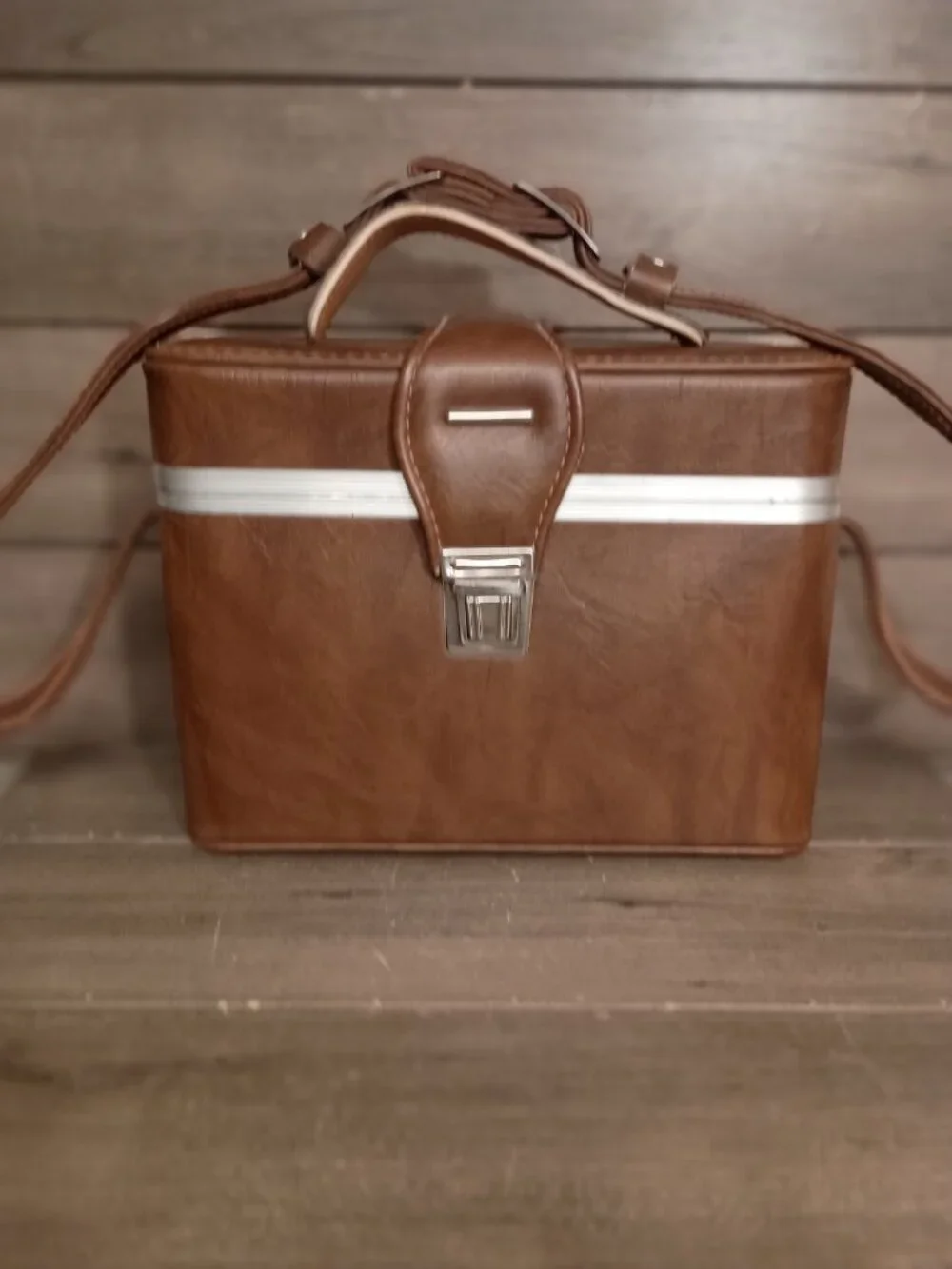Vintage Camera Carrying Case Brown Faux Leather with Shoulder Strap